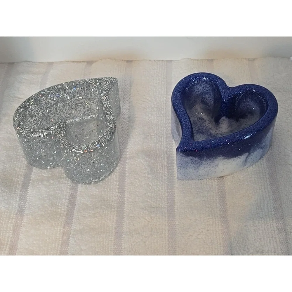Handmade‎ Resin Blue And Silver Trinket Bixes. 756